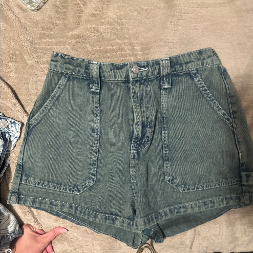 Wild Fable High-Waisted Green Denim Shorts